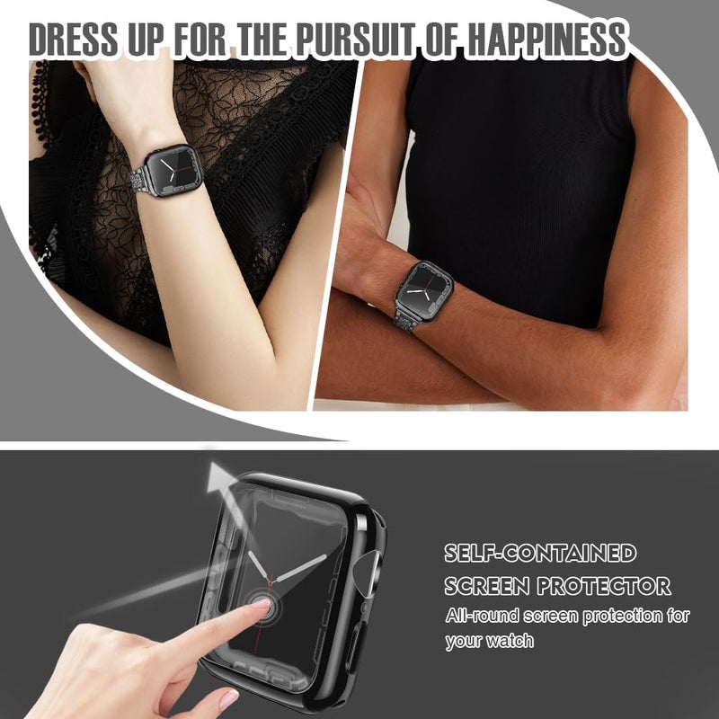 top4cus 44mm Case Soft Lightweight Anti-Scratch All Around Protective 44mm Iwatch Waterproof Cover Shiny Workout Shockproof Bumper Screen Protector Compatible with Apple Watch Series 6/SE/5/4 -Black - Image 3